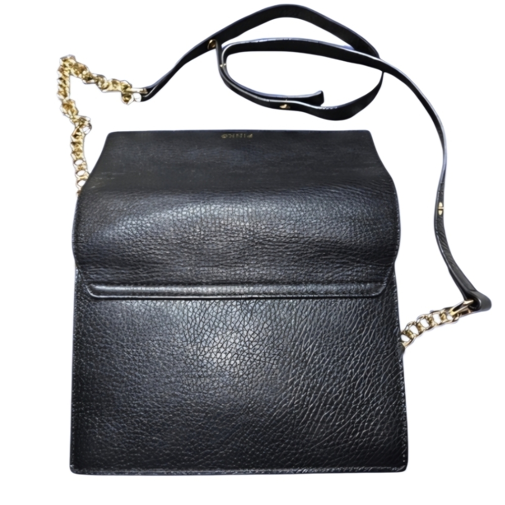 🔥Pinko Alicante Pattina Italian Leather Crossbody Bag Black w/Gold Accents EUC - Picture 9 of 11
